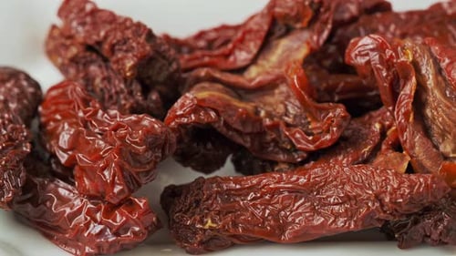 Macro Shot of Wrinkled, Dried Tomatoes
