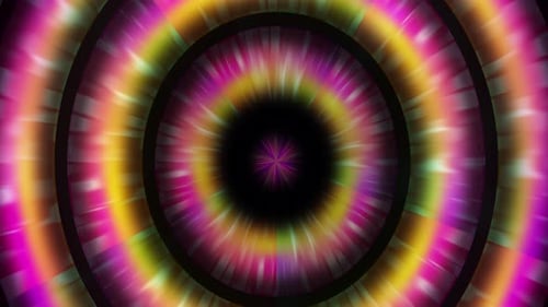 Vibrant Radial Light Rings Tunnel Motion Background