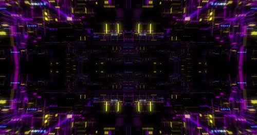 Flying futuristic central processing unit. loop / 3D render