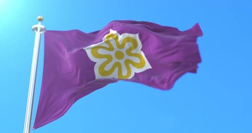 Seamlessly Looping Purple Flag with Stylized Flower Emblem