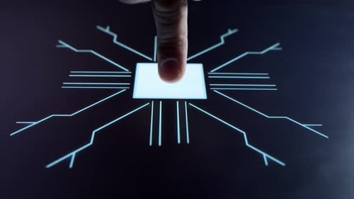 Finger Touch Activates Futuristic Circuit Board Design