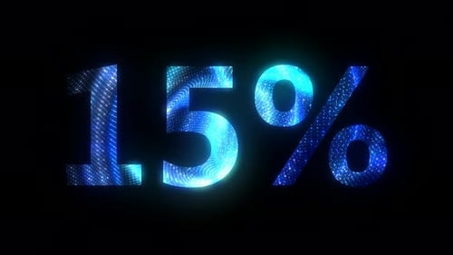 Futuristic Digital 15% Text Reveal with Blue Particle Animation