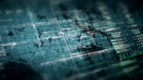 Futuristic Digital Map Data Grid Interface Animation