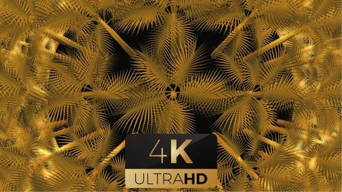 Abstract Golden Palm Fronds Seamless Loop Background