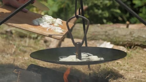 Cooking Lunch Campfire During Hike