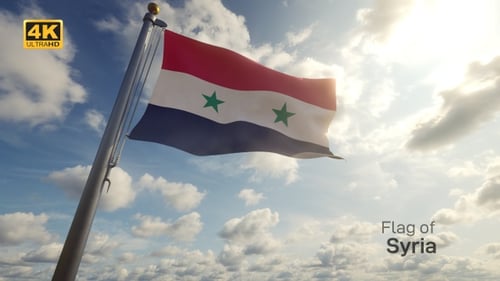 Flagge Syriens auf einem Fahnenmast - 4