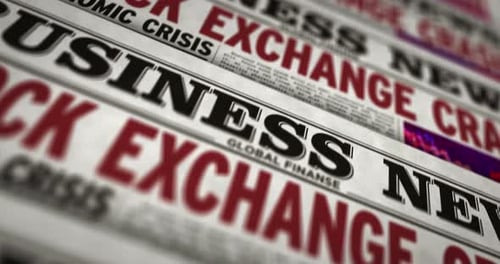 Animated Global Business News and Stock Exchange Headlines