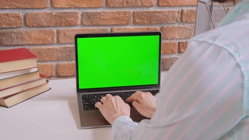 Close Up Business Woman Works on Computer