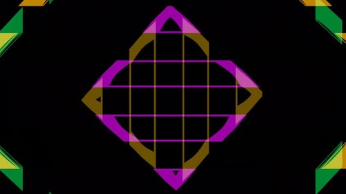 Rotación de un brillante cuadrado abstracto multicolor