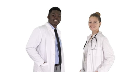 Friendly Medical Professionals Smiling in Bright Studio