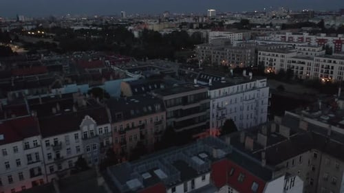Night Aerial View of City Buildings