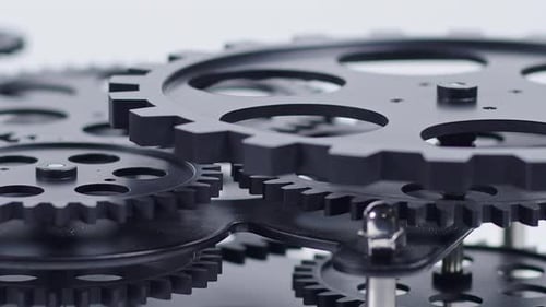 Spinning Mechanical Gears Close Up