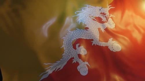 Bhutan National Flag Waving Animation with Druk Dragon