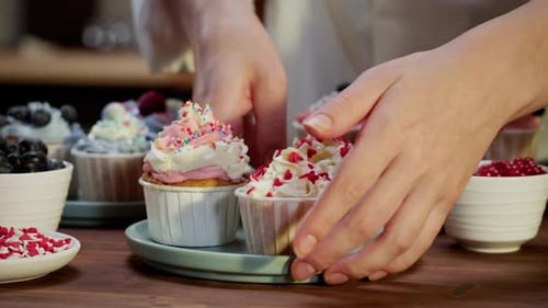 Appetizing Cupcakes Displayed and Arranged for Celebration