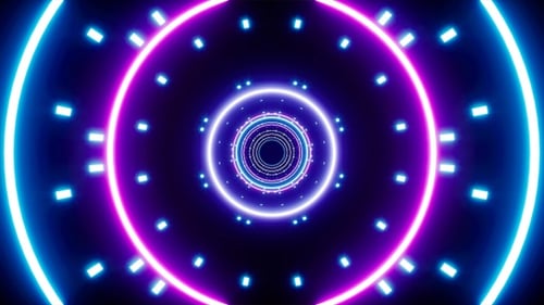 Glowing Neon Circle and Dot Lights