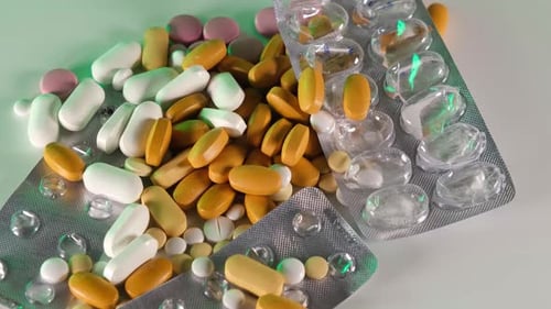 Empty Pills Packages Empty Pill Tablets are on the Turn Table 2 Versions