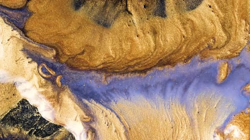 Visual Fluid Art. Colorful Space Metallic Glittering Particle. Acrylic Paint Spread Blast