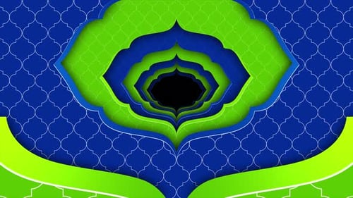 Islamic Blue Green Decorative Tunnel Transition Background