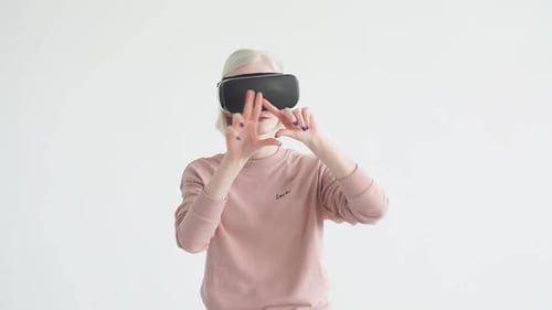 Woman Using Virtual Reality Headset, Technology Concept