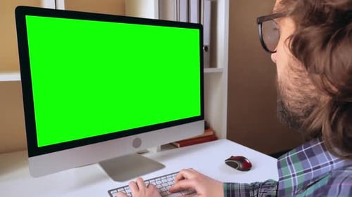 Side View Worker Using Pc