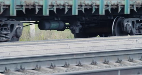Closeup View of a Train Wheels