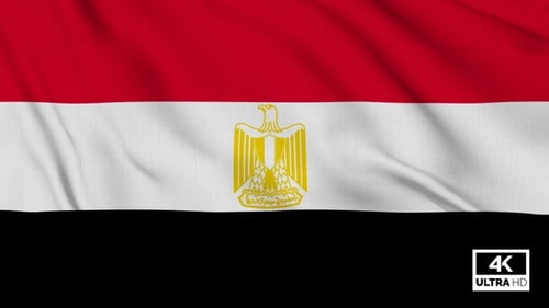 Egyptian Flag Realistic Fabric Waving Loop Animation