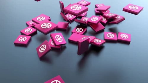 Abstract Geometric 3D Tiles Falling and Piling