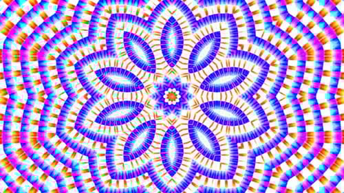 Linien in mehrfarbiger Blütenform, Textur. mit blauer Reflexion