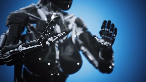 Futuristic Robotic Woman Hands 3D Cybernetic Body Animation
