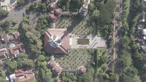 Aerial view of mosque in Yogyakarta, Indonesia.