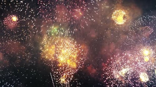 Brilliant Fireworks Exploding in the Night Sky