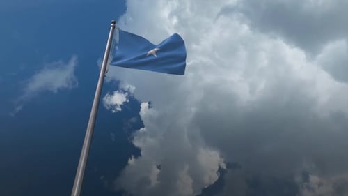 Realistic Somalia Flag Waving Against Cloudy Sky