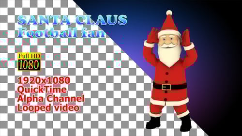 Animated 3D Santa Claus Cheering Loop with Alpha Channel