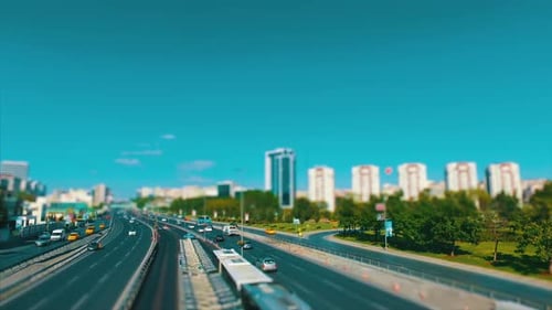 Time lapse Car traffic on a wide road, transportation and infrastructure development in urban city w