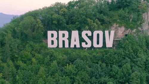Brasov symbol sign on top of the Tampa mountain