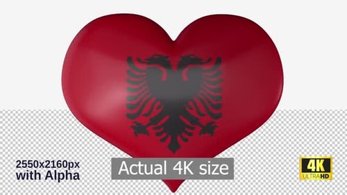 Rotating Albania Flag Heart 3D Alpha Channel