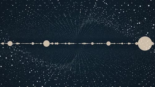 Movimiento abstracto de puntos y líneas en el espacio, concepto de conexión