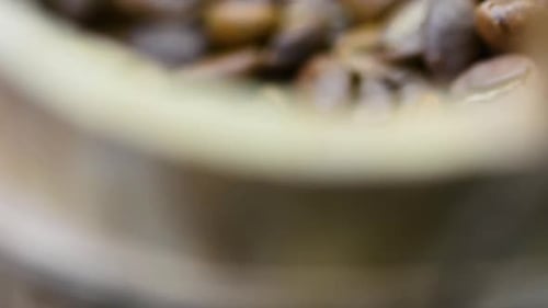 Coffee grains in coffee basket
