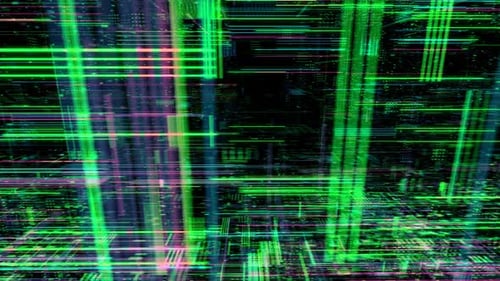 Abstract digital matrix particles grid virtual reality