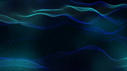Abstract Digital Wave Background with Flowing Particle Dots
