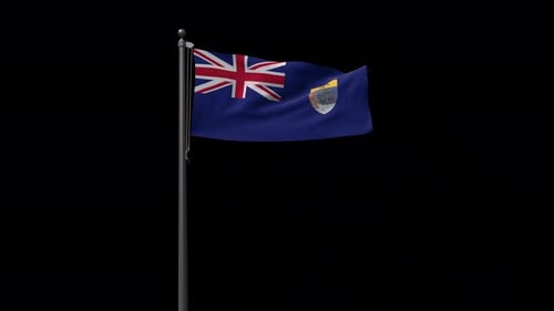 Waving Saint Helena Flag on Transparent Background Loop