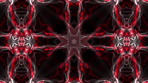 Abstract Fluid Glowing Kaleidoscope with Red and White Particles