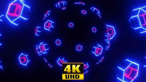 Futuristic Neon Abstract Geometric Sphere Network