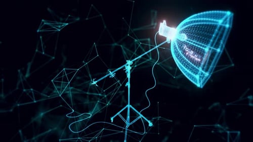 Studio Boom Arm With Softbox Hologram Close Up 4k