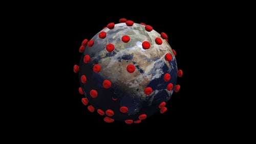 Planète Terre où les cellules du virus Corona se propagent