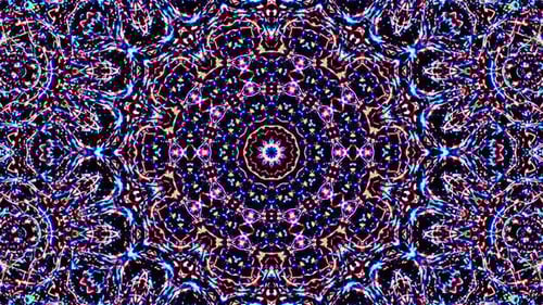 Abstract Glowing Kaleidoscope Mandala Pattern Loop