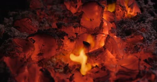 Glowing Hot Embers and Fire Background