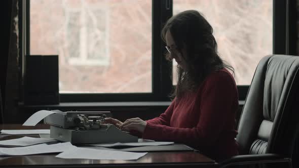 Female Screenwriter Scenarist Using Typewriter, People Stock Footage ft ...