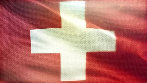 Waving Swiss Flag with Textured Fabric Effect