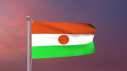 Niger Flag Waving on a Flagpole Looping Animation